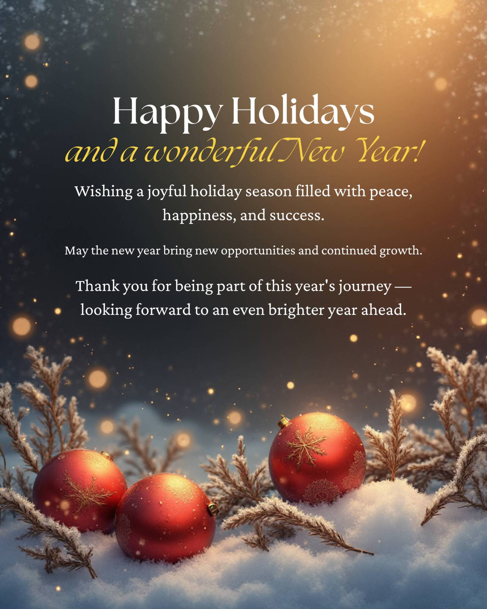 Instagram Post Wishing A Joyful Holiday Season Filled With Peace, Happiness, And Success. (2160 X 2700 Px)